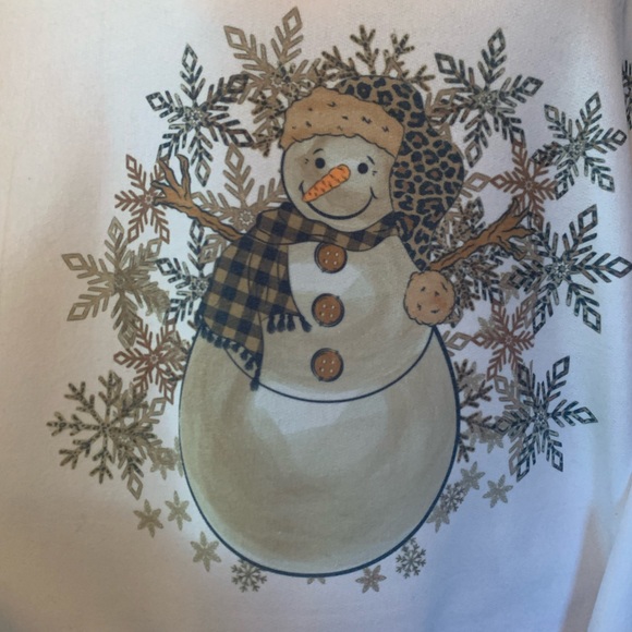 Cozy Snowflake Snowman Crewneck Sweatshirt Sizes S-XL - Picture 2 of 8